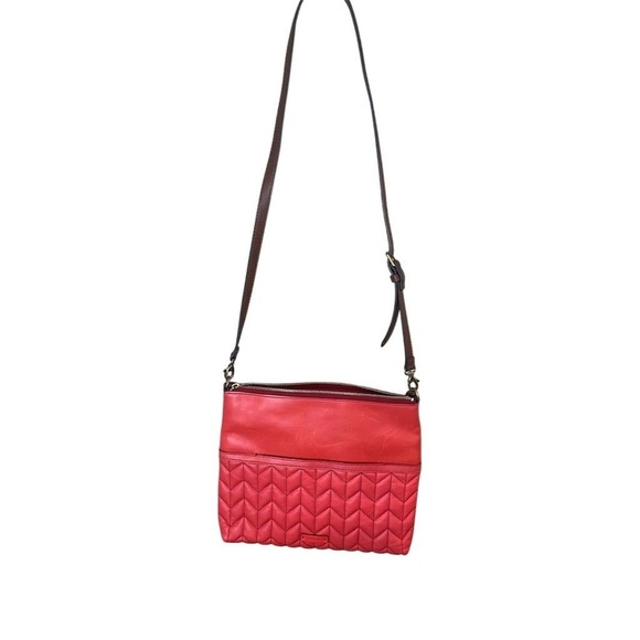 Fossil Fiona Large Quilted Leather Crossbody Bag Coral Women's Casual W/ Charm - Picture 5 of 16